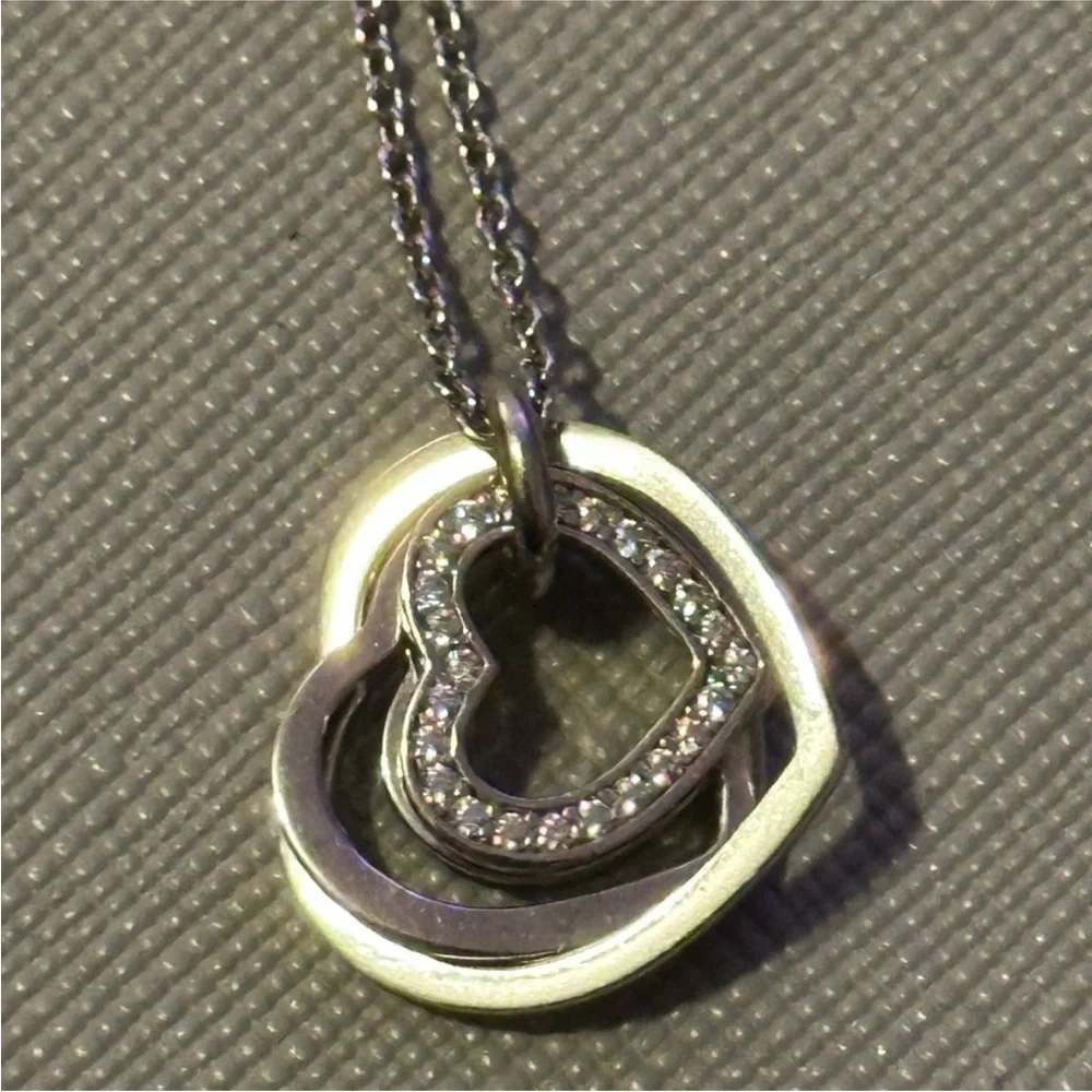 Elegant Sterling Silver Heart Pendant Necklace Cubic‎ zarconia